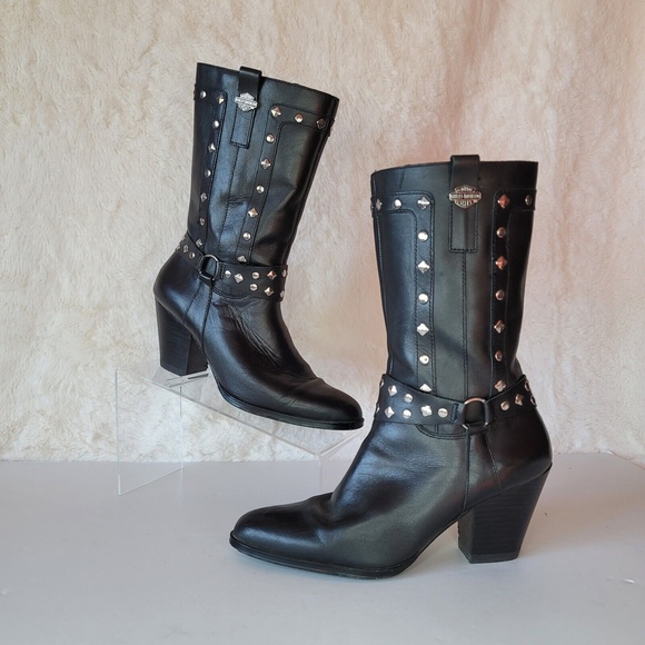Harley-Davidson Shoes - Harley Davidson Boot Strut Boot #81809 Black Leather Harley Boots Women's Sz 7